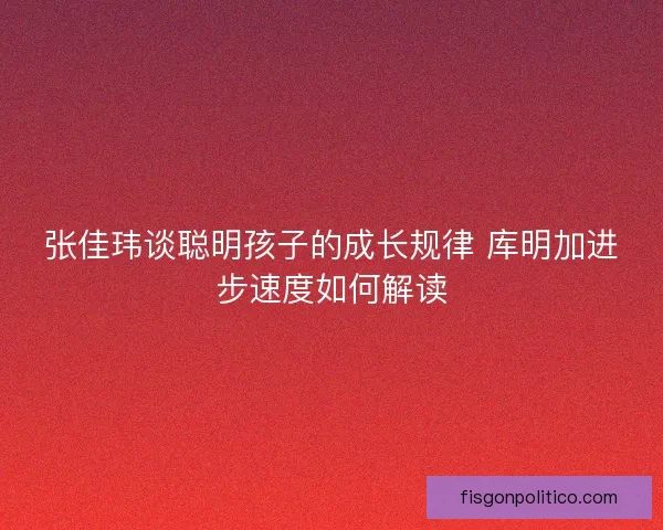 张佳玮谈聪明孩子的成长规律 库明加进步速度如何解读