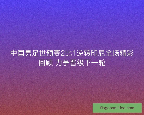 中国男足世预赛2比1逆转印尼全场精彩回顾 力争晋级下一轮